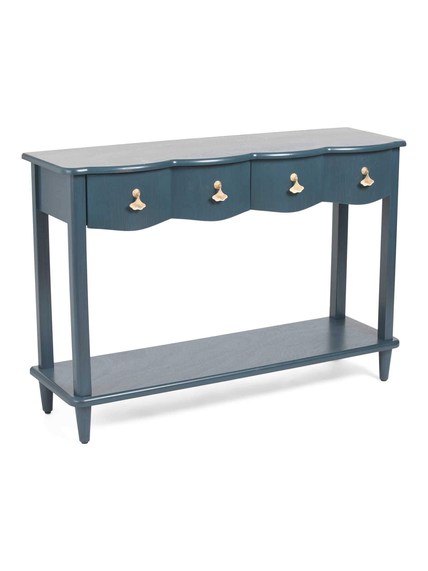 47.25x32 Two Drawer Scalloped Front Console Table With Lower Shelf | TJ Maxx