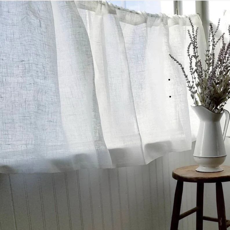 Cafe Curtains LUCIA/ Linen Cafe Curtains /white Linen Curtain - Etsy | Etsy (US)