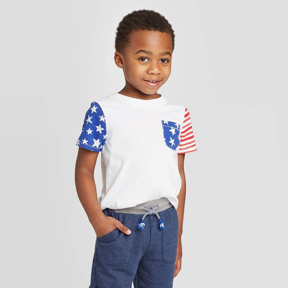 Toddler Boys' 2pc Star and Stripe Americana Top and Bottom Set - Cat & Jack White/Blue 2T, Blue/Whit | Target