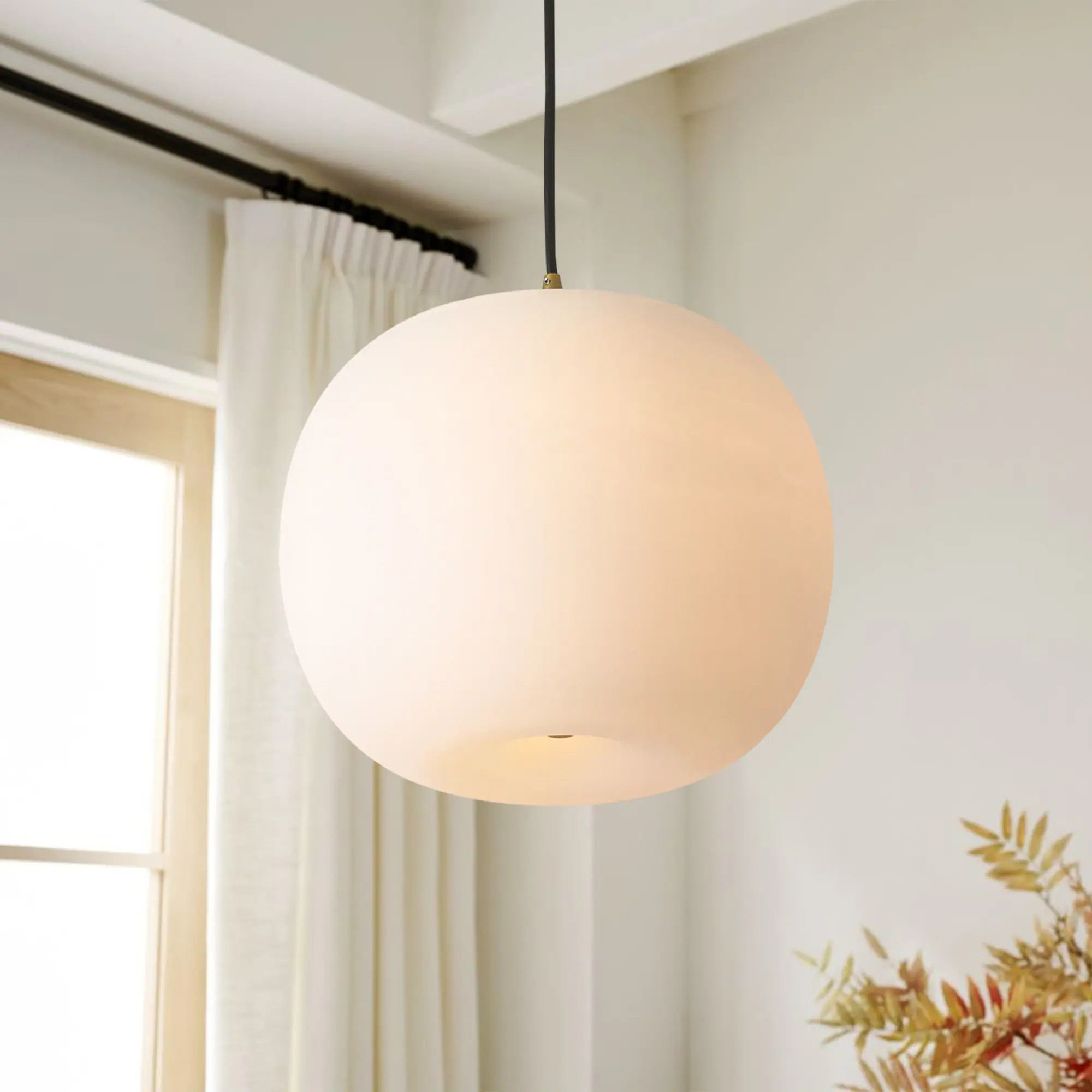 Rennnsan Sydni 1 -Light Brass Modern/contemporary Frosted glass Globe Integrated LED Medium Hanging Pendant light | PL810178238 | Lowe's