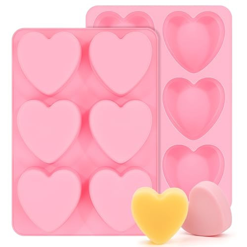 AOTASO 3 Inch Heart Shaped Silicone Molds for Chocolate, Candy, Gummy, Soap (Set of 2, Pink) | Amazon (US)