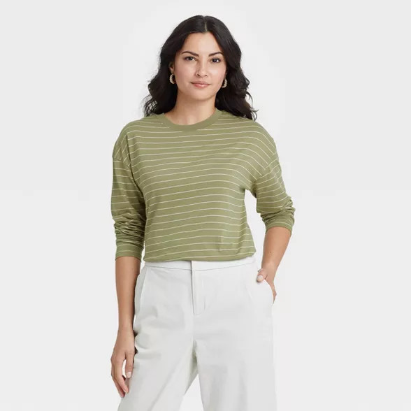 Women's Striped Long Sleeve French T-Shirt - A New Day™ | Target