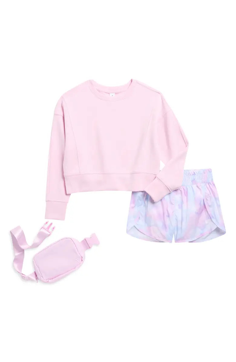 YOGALICIOUS Kids' Sweatshirt, Running Shorts & Belt Bag Set | Nordstromrack | Nordstrom Rack