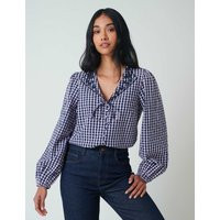 Nobody's Child Pure Cotton Collared V-Neck Gingham Blouse Multi | Marks & Spencer (UK)