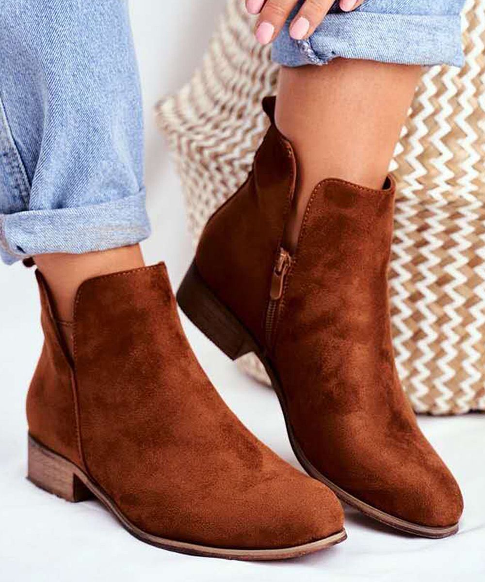 PAOTMBU Women's Casual boots BROWN - Brown Ankle Boot - Women | Zulily
