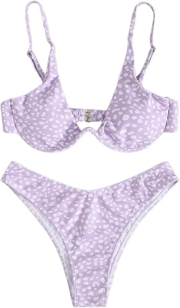 Verdusa Women's 2 Piece Triangle Bikini High Cut Bathing Suit Swimsuit | Amazon (US)