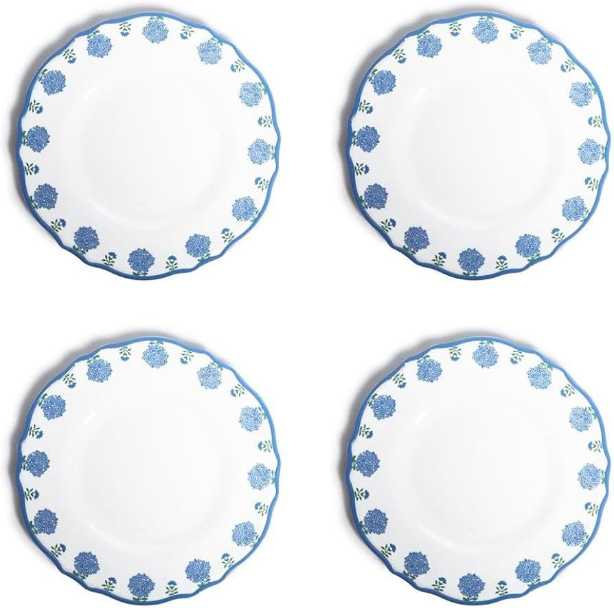 Two's Company Unbreakable Melamine Hydrangea Dinner Plate Set of 4 - Reusable Plastic Dinnerware | Amazon (US)