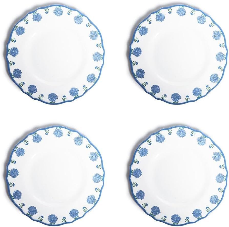 Two's Company Unbreakable Melamine Hydrangea Dinner Plate Set of 4 - Reusable Plastic Dinnerware | Amazon (US)