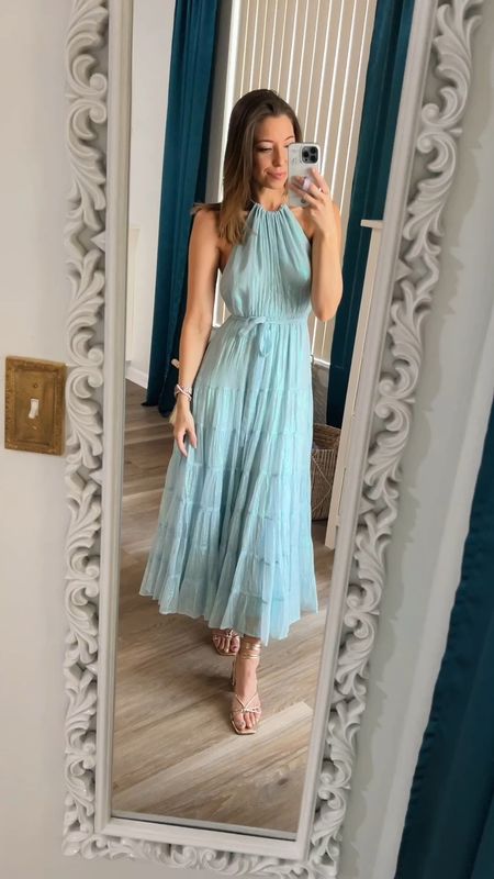 In loveee with this flowy halter neck dress by Sundress! Scooped this beautiful aqua blue color up from my favorite local Delray Beach boutique, Morley! It’s the perfect dress to take on a resort vacation—dress it up with heels, or wear flat sandals for a more casual look! The metallic yarns in the fabric make it glimmer like the ocean! 🌊✨ 

The sand color is available from Revolve, and the blue color I am wearing is available on Morley’s website, or can be purchased directly from Sundress!

This pull-on style midi dress has an elastic front waist, and comes with a matching tie belt. I am 5’3, 115lbs wearing size XS. 

#LTKTravel