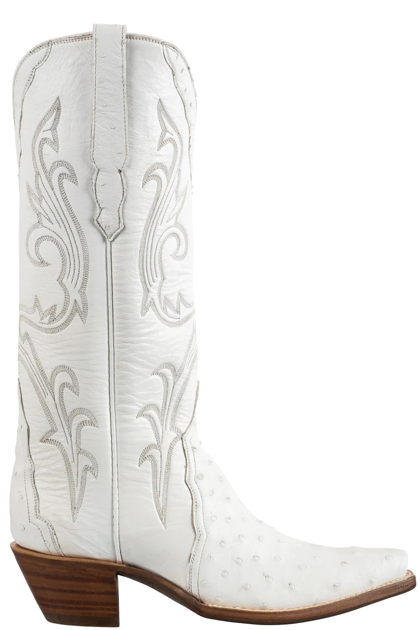 Stallion Women's White Full Quill Ostrich Gallegos Cowgirl Boots | Pinto Ranch | Pinto Ranch