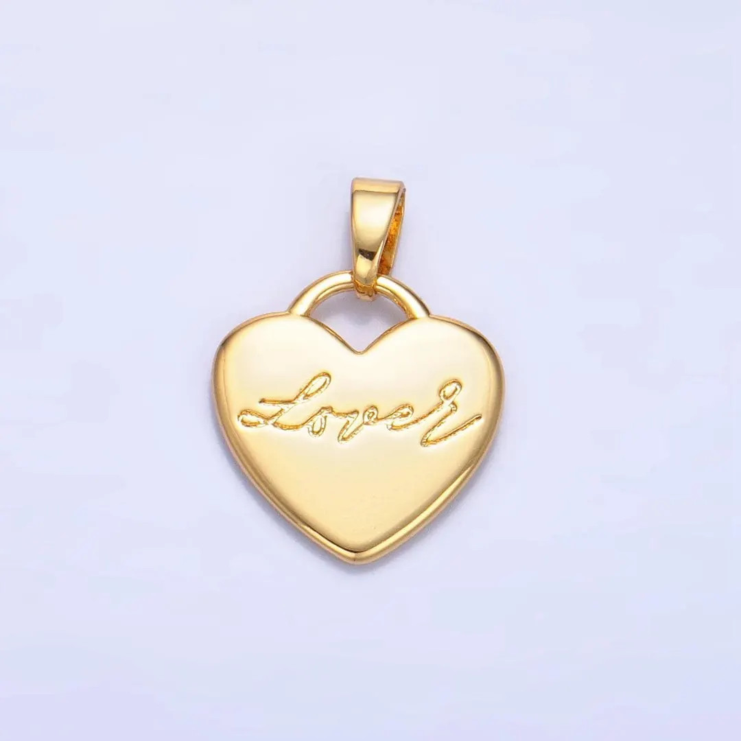 Minimalist Heart Cursive "lover" Scripted 24k Gold Filled Pendant | Aa-1005 - Etsy | Etsy (US)