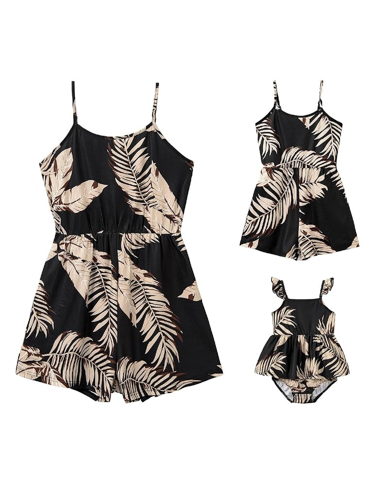 PATPAT Matching Floral Print Sleeveless Jumpsuit for Mom and Daughter Summer Vacation Outfit | Amazon (US)
