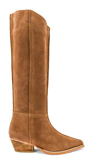 Sway Low Slouch Boot in Tan | Revolve Clothing (Global)