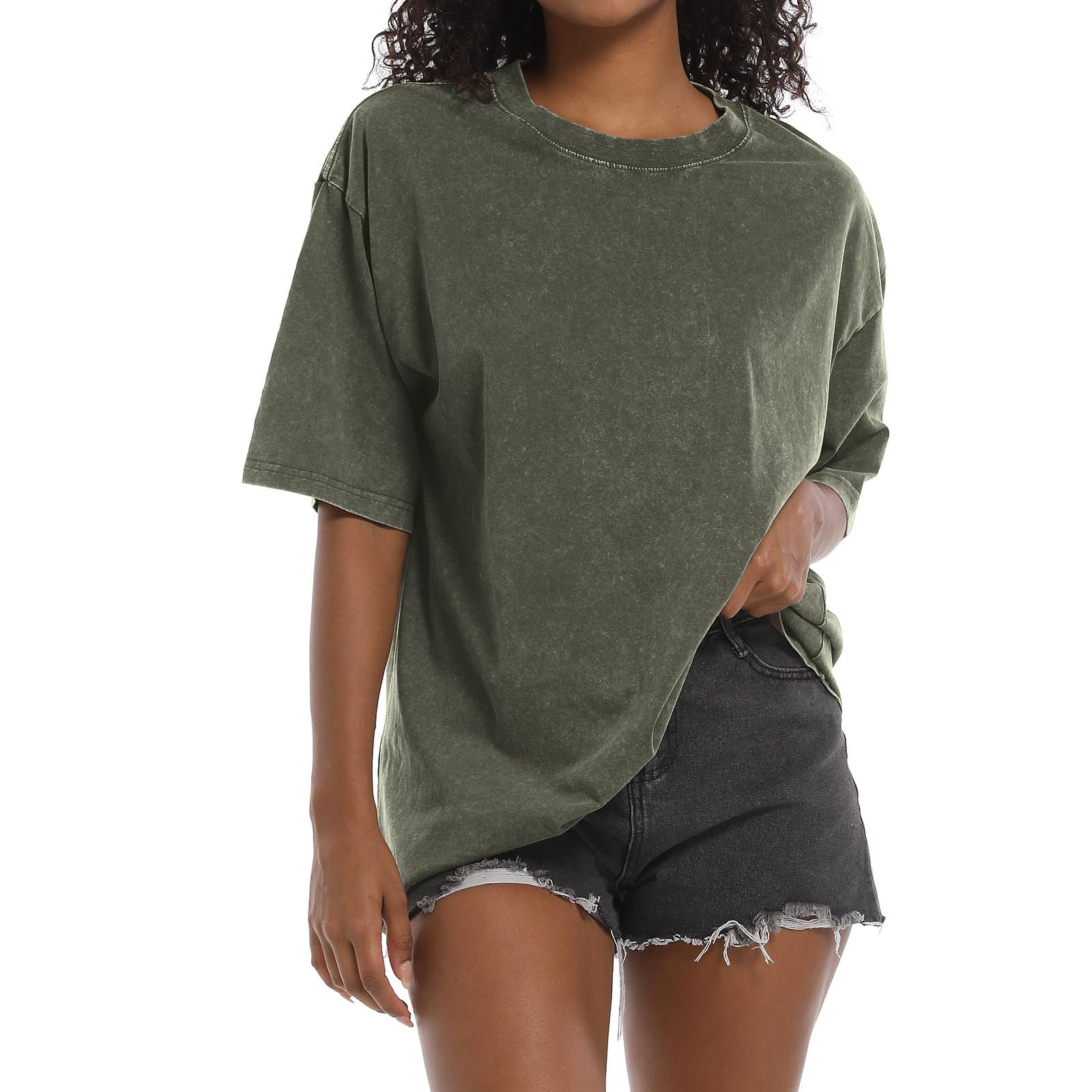 Youmei Oversized Grunge Vintage t Shirts for Women Short Sleeve Cotton Casual Baggy Tees Teens Tr... | Walmart (US)