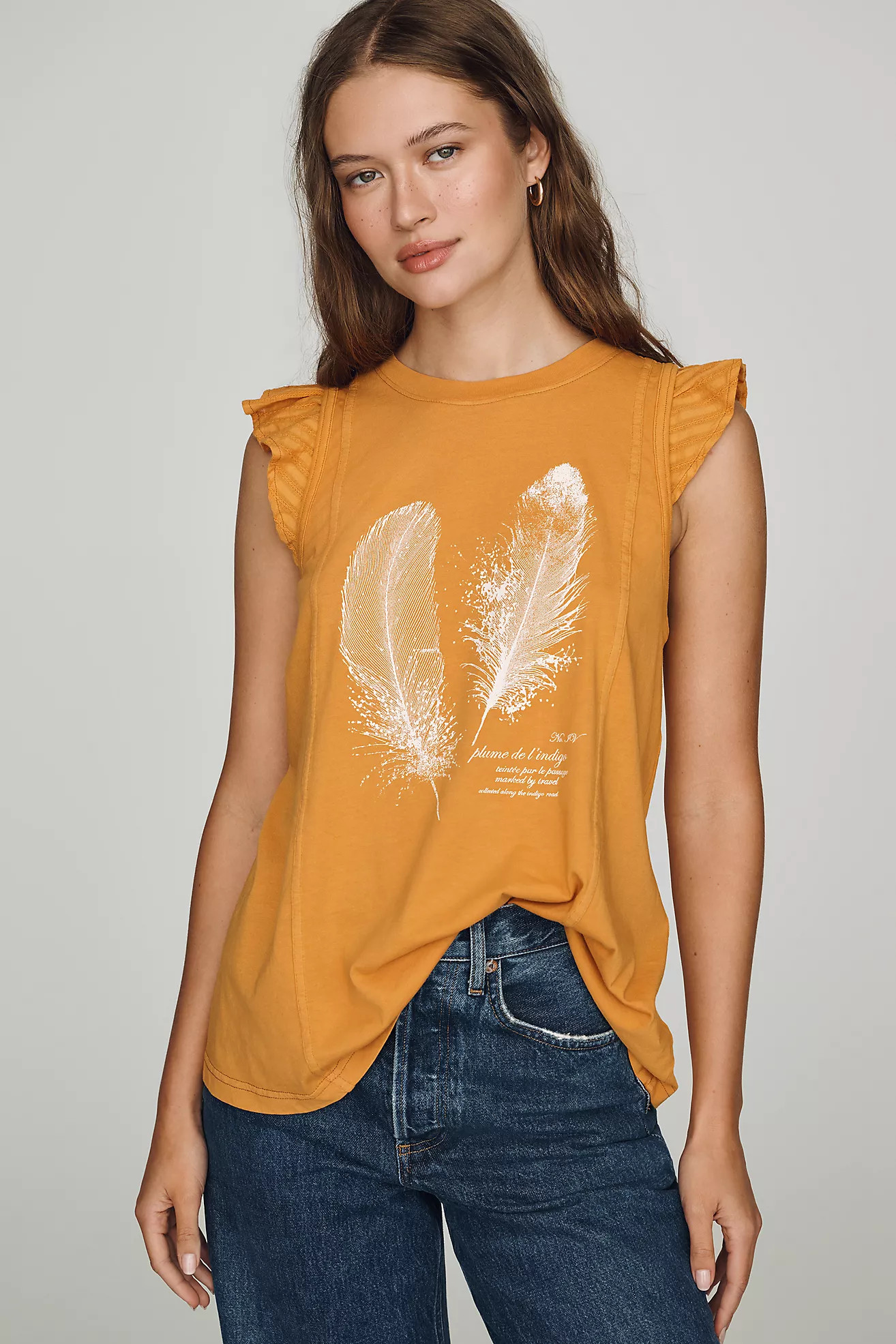Pilcro Cotton Flutter-Sleeve Tee | Anthropologie (US)