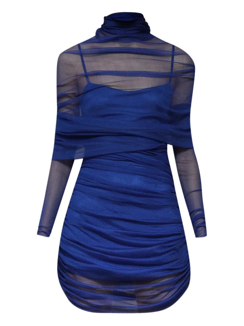 Christopher Esber sheer draped mini dress - Blue | Farfetch Global