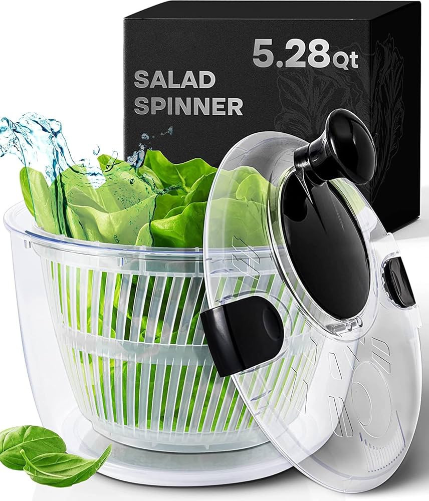 Joined Large Salad Spinner with Drain, Bowl, and Colander - Quick and Easy Multi-Use Lettuce Spin... | Amazon (US)