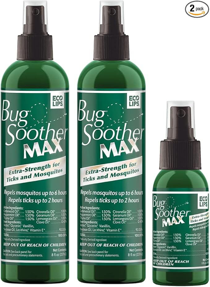 Bug Soother MAX - Extra Strength Natural Gnat, Tick, and Mosquito Repellent, 2 Pack 8 fl oz w/Fre... | Amazon (US)