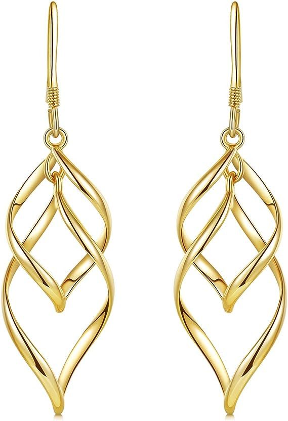 DESIMTION 18K Gold Plated Sterling Silver Dangle Earring Classic Infinity Earrings for Women Girl... | Amazon (US)