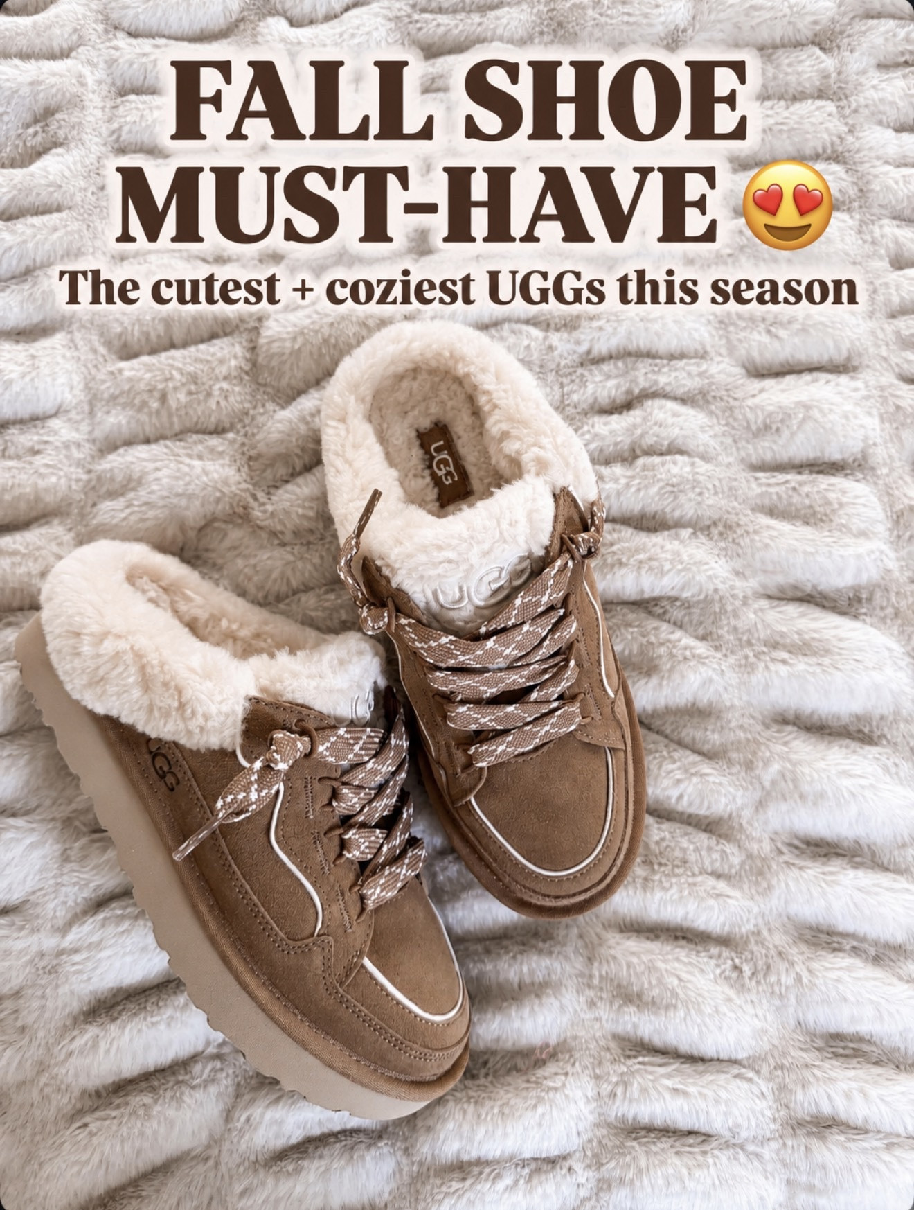 UGGs, but make them even cuter 😍 The cozy lining, brown suede and fun laces make these such a good fall shoe—and I already know they’re going to sell out!

Comment LINK and I’ll send you the details 🔗⬇️

#LTKOver40 #LTKSeasonal #LTKmomlife