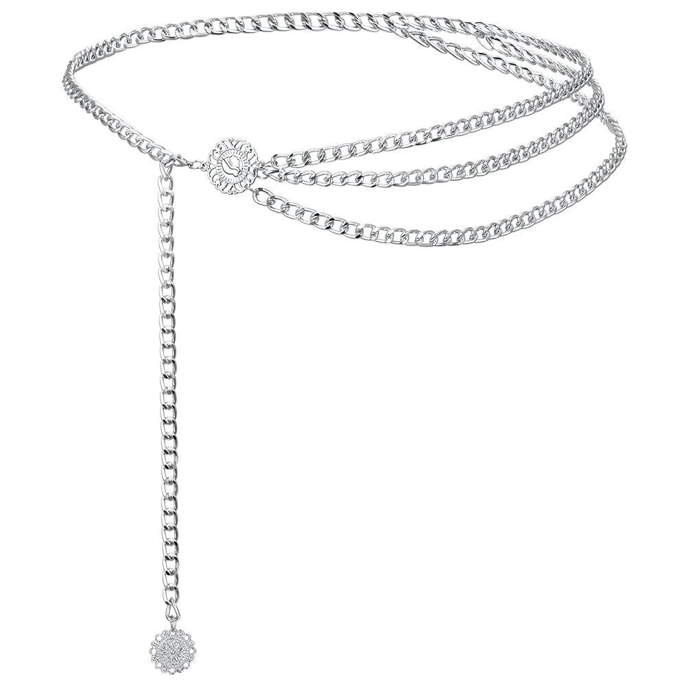MODRSA Chain Belt Chain Silver Chain Belt Gold Chain Belt with Chain Sunflower Butterfly Waist Ch... | Amazon (US)