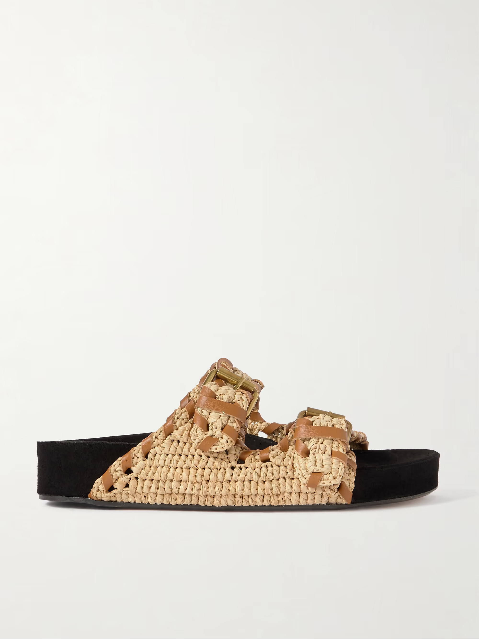 Lennyo leather-trimmed woven raffia sandals | NET-A-PORTER APAC