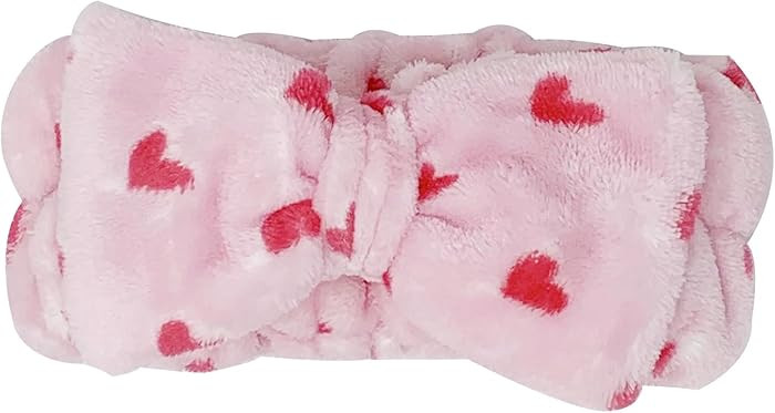 The Crme Shop Teddy Spa Headband | Skincare Headband for Women (Hot Pink Hearts) | Amazon (US)