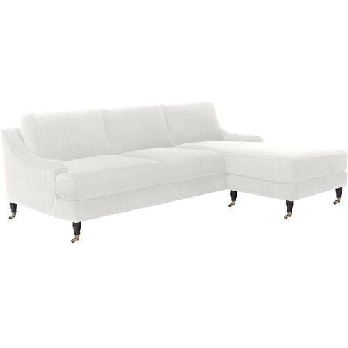 Isadora Performance Linen Reversible Sectional, Snow Linen | One Kings Lane