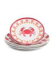 Set Of 8 Melamine Indoor Outdoor Boho Nautical Crab Plates | Marshalls