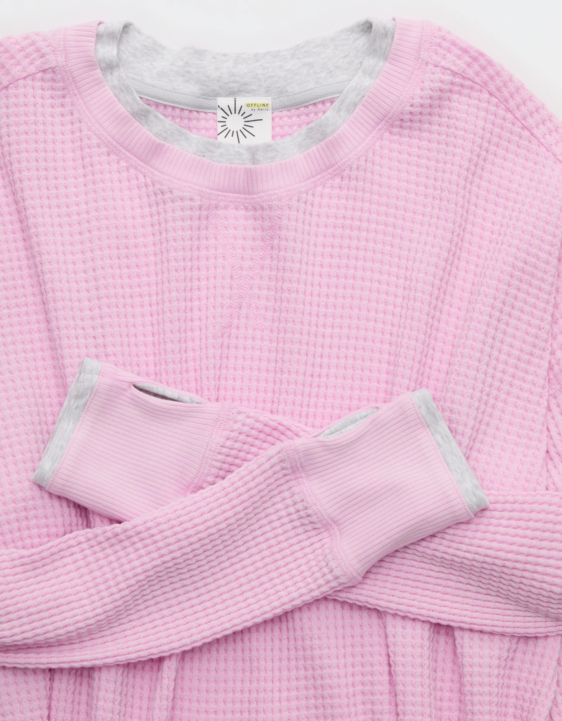 OFFLINE By Aerie Wow! Waffle Layered Long Sleeve T-Shirt | Aerie