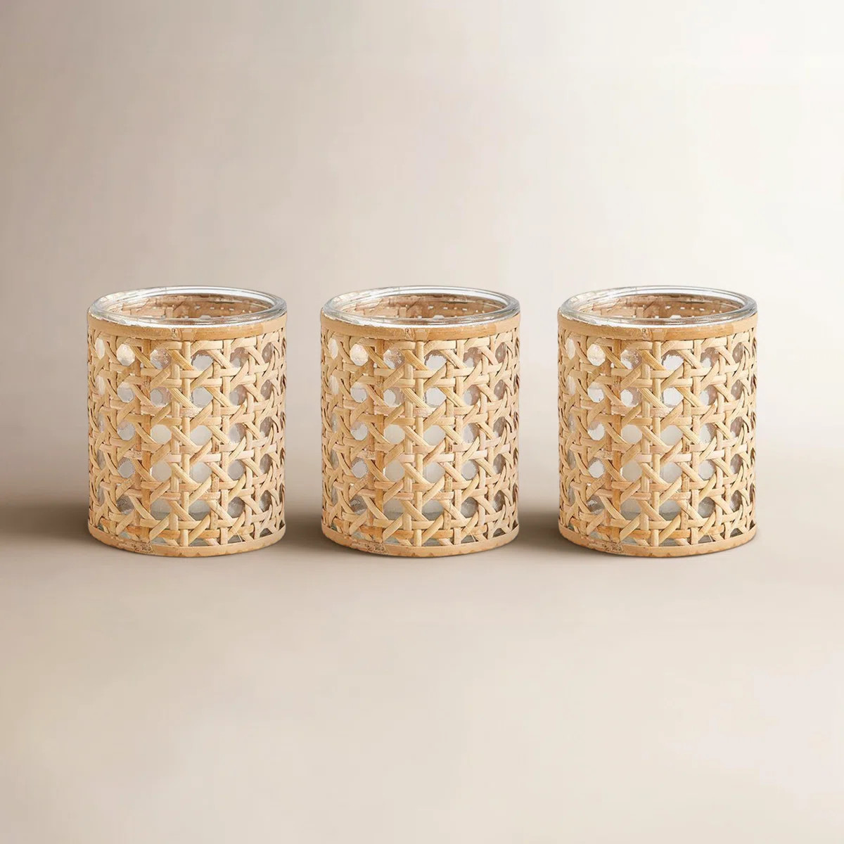 Lumingnon Set Of 3 Cane Webbing Candleholder/Vase (Set of 3) | Wayfair North America