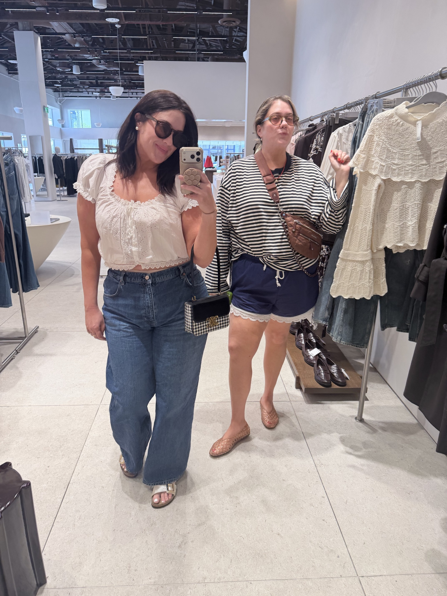 Top is a little pricey but I do love the quality. Found some good alternatives too. I only packed these jeans on our trip and as you can see they got a lot of wear. Run large in waist but are adjustable, I am in 14/32. These birks are very cute and squeak free. Bag is rented for
 vivrelle