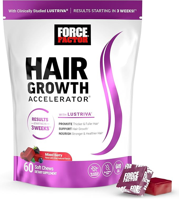 Force Factor Hair Growth Accelerator Soft Chews, Hair Growth Vitamins for Women and Men with Clin... | Amazon (US)