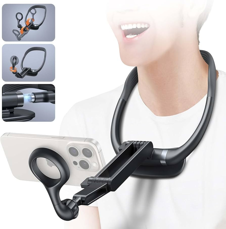 Magnetic Neck Phone Holder, Neck Mount for Phone, Hand Free Around Chest Stand POV/Vlog Video Rec... | Amazon (US)