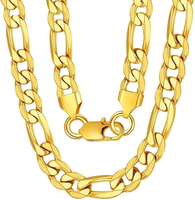 HstyleUnee Sturdy Figaro Chain Necklace Stainless Steel Real Gold Plated Chains for Men Women Jew... | Amazon (US)