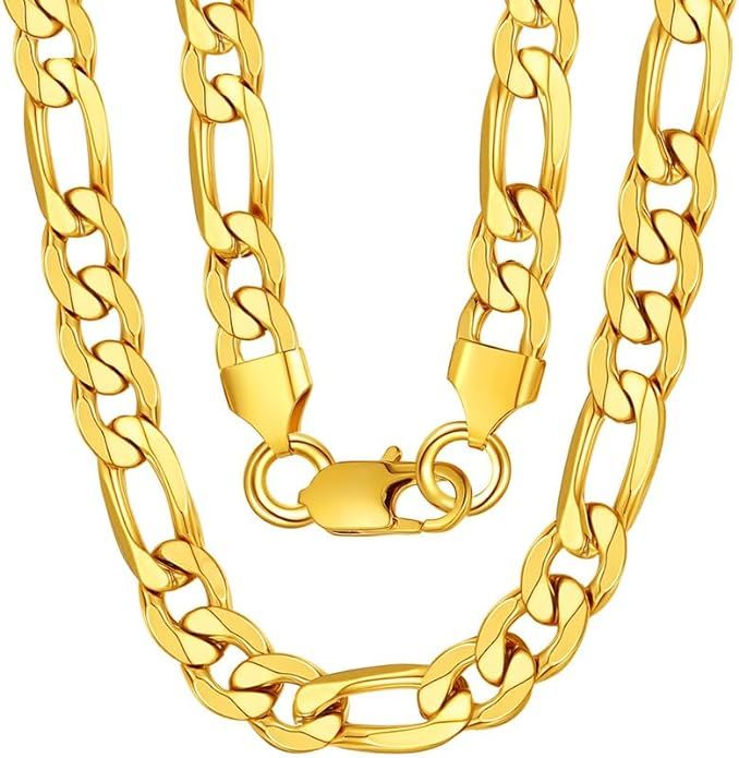 HstyleUnee Sturdy Figaro Chain Necklace Stainless Steel Real Gold Plated Chains for Men Women Jew... | Amazon (US)