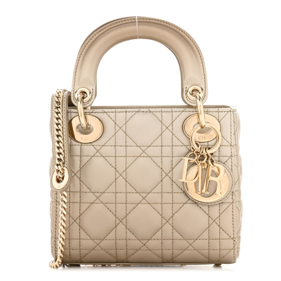 Metallic Lambskin Cannage Mini Lady Dior Gold | FASHIONPHILE (US)