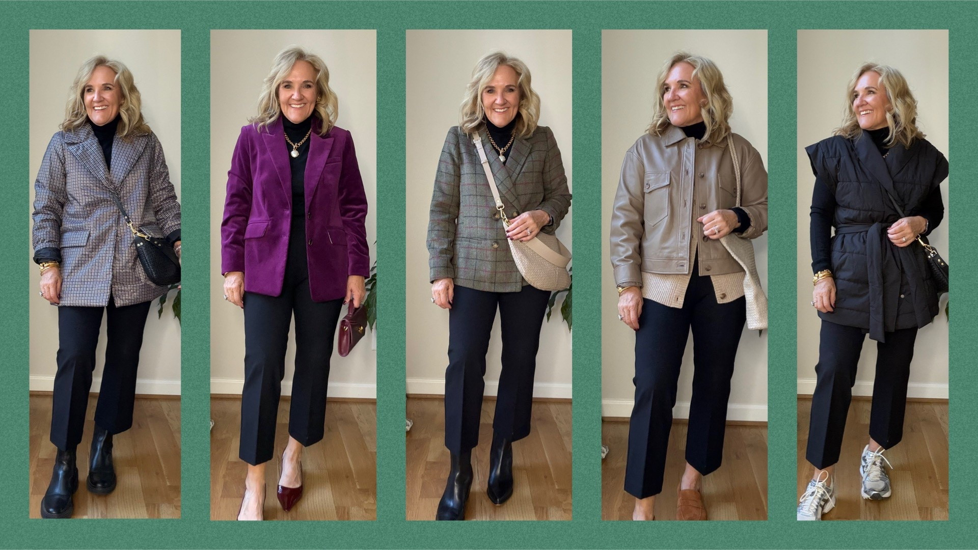 Spanx kick flare ponte knit pants on sale! Wearing a med petite. They come in petite regular and tall so you could always order the longer size if you wanted a bit more length.
Marina wool turtleneck from J.Crew is lightweight and soft, wearing a medium for a fitted look
Velvet blazer size 10, petite
Leather jacket, size medium
Puffer, blazer size medium
Quilted vest size medium
Fall blazer from Kohl’s size medium


#LTKPetite #LTKOver40 #LTKSaleAlert