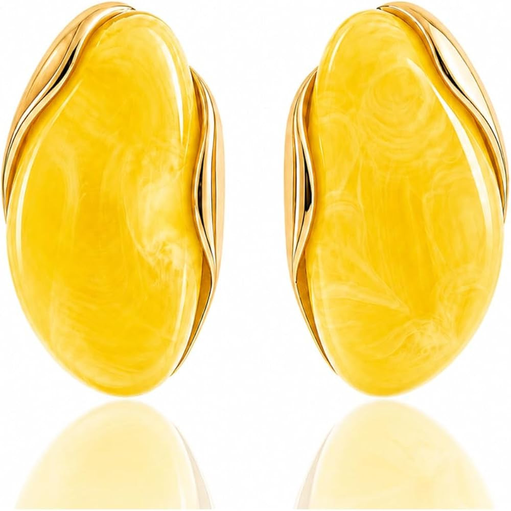 Mchic Colorful Resin Drop Earrings for Women: Boho Irregular Teardrop Statement Earrings Gold Chu... | Amazon (US)