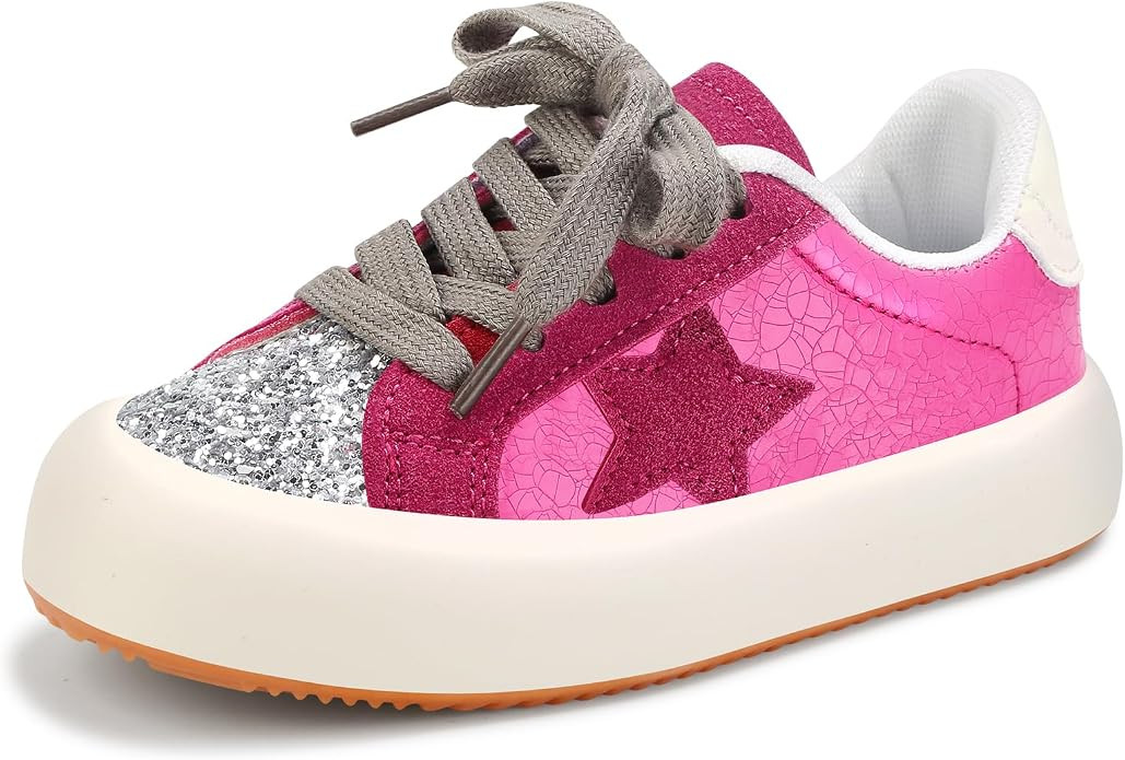 Girls Sneakers Glitter Tennis Shoes Lightweight Non-Slip Running Walking Shoes for Toddler/Little... | Amazon (US)