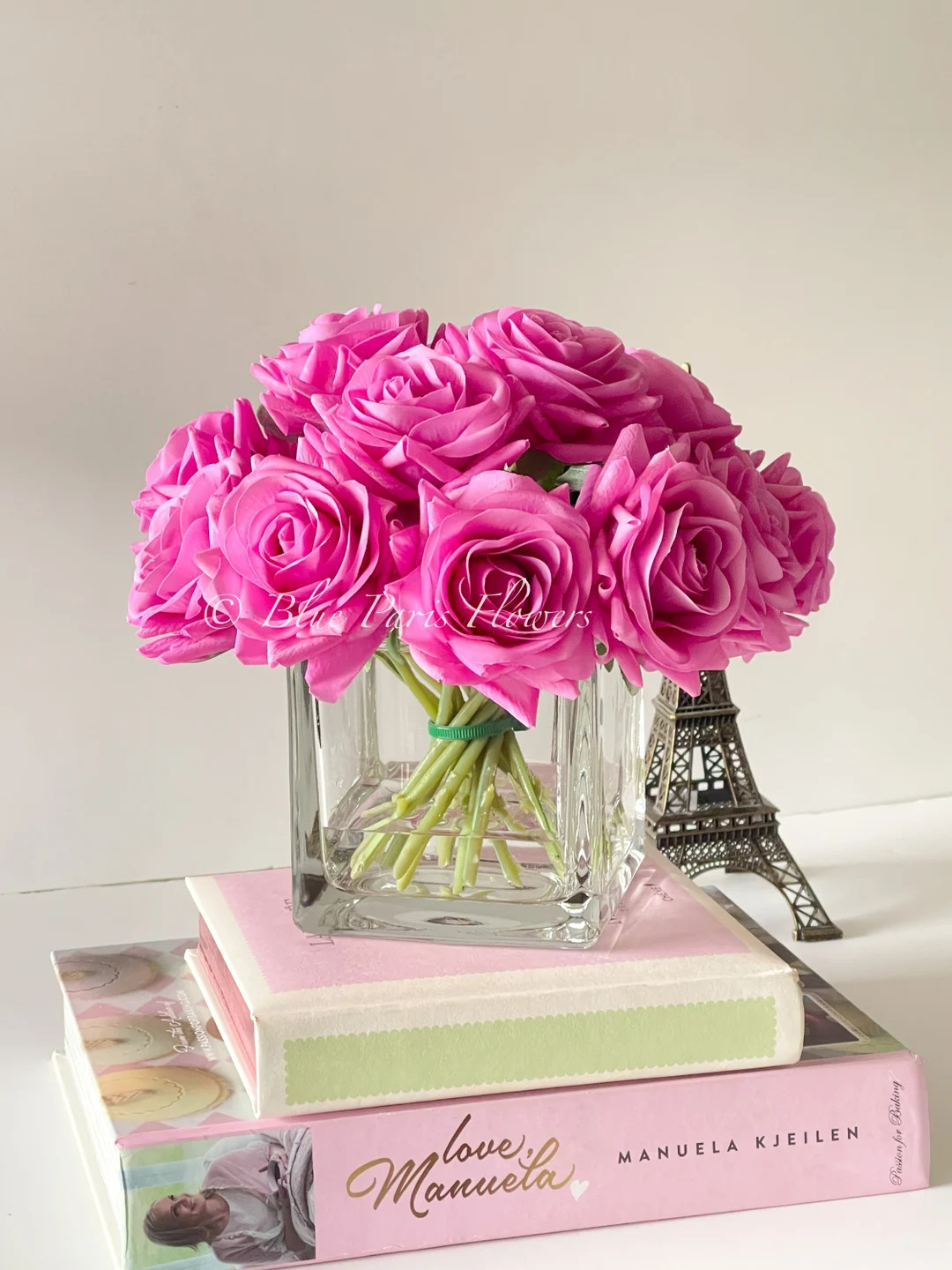 Real-touch Magenta Roses Arrangement in Vase French Country - Etsy | Etsy (US)