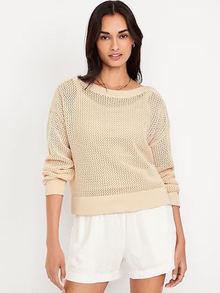 Boat-Neck Open-Stitch Sweater | Old Navy (US)