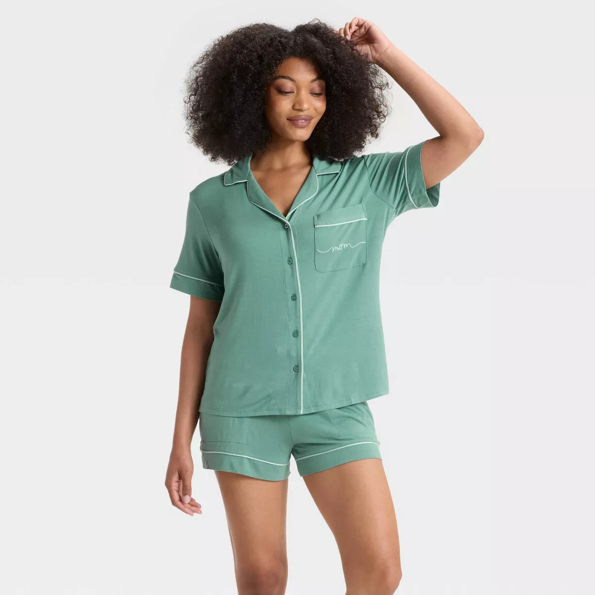 Women's Cloud Knit Short Sleeve Notch Collar Shirt and Shorts Pajama Gift Set - Auden™ | Target