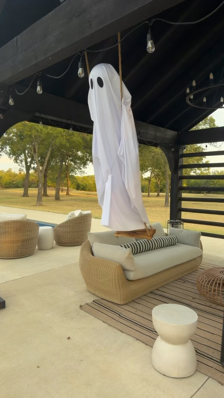 Loving these cooler mornings 
Ghost on swing is perfect for Halloween

#LTKOver40 #LTKHome