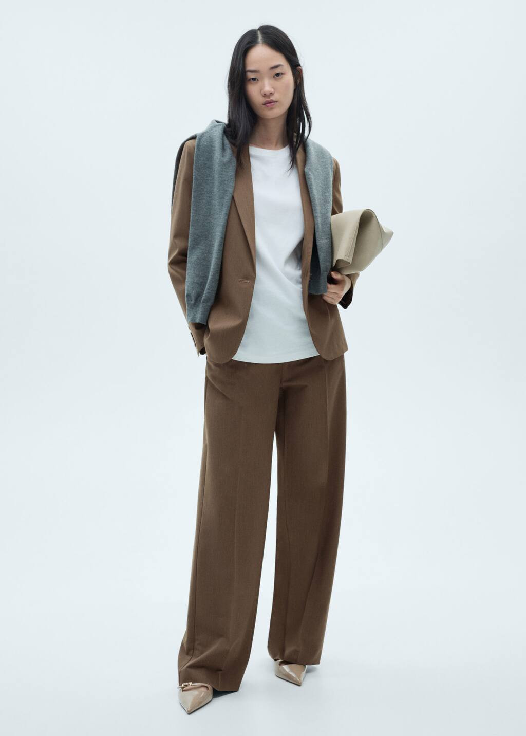 Straight-fit trousers with elastic waist brown - Women - XS - MANGO | Mango (US/MX/AU)