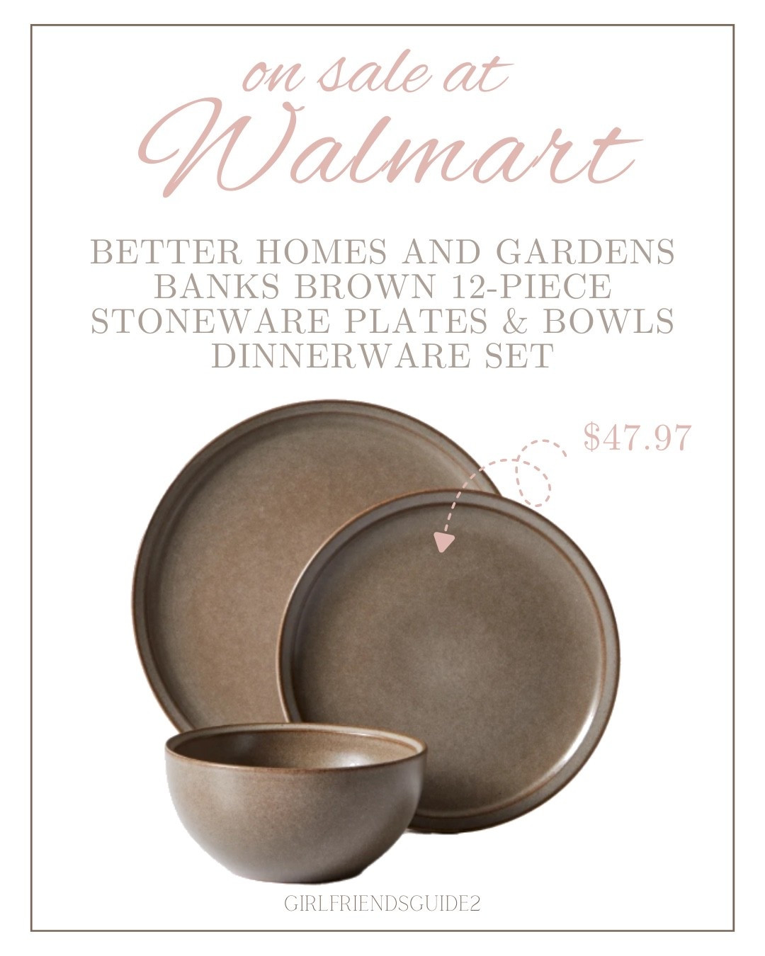 BETTER HOMES AND GARDENS
BANKS BROWN 12-PIECE
STONEWARE PLATES & BOWLS
DINNERWARE SET
#walmart #plates 

#LTKHome #LTKSaleAlert