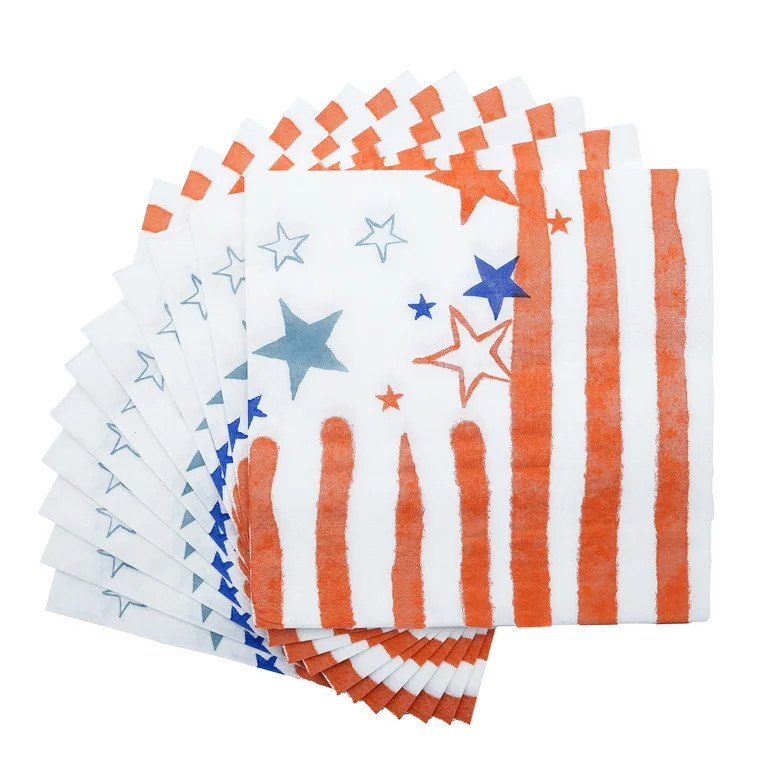 Red/White/Blue Flag Disposable Paper Napkins, 6.5" x 6.5", 16 Count, Patriotic by Way To Celebrat... | Walmart (US)