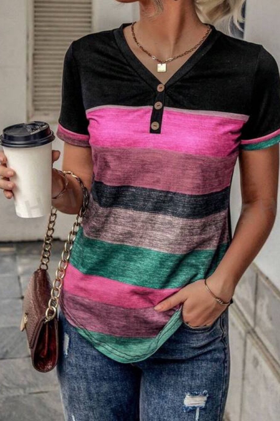 EMERY ROSE Women's Striped V-Neck Short Sleeve Casual T-Shirt For Summer

#LTKBeauty #LTKStyleTip