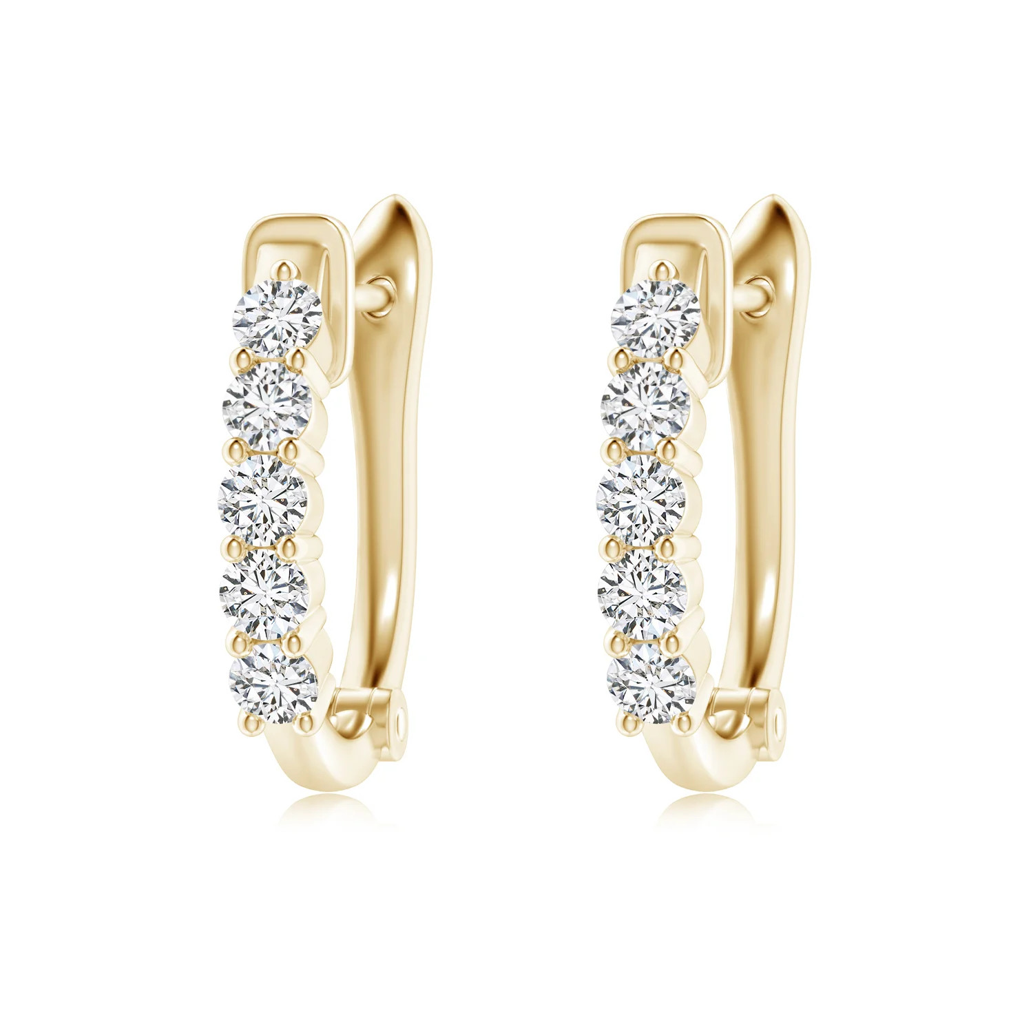 Classic Diamond Hinged Hoop Earrings in 14K Yellow Gold (H, SI2 - 0.52CT. TW.) | Angara | Angara US