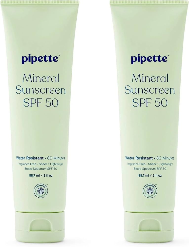 Pipette Mineral Sunscreen SPF 50 Lotion, 3 Oz (Pack of 2), Water\u2011Resistant 80 Minutes, 100% ... | Amazon (US)